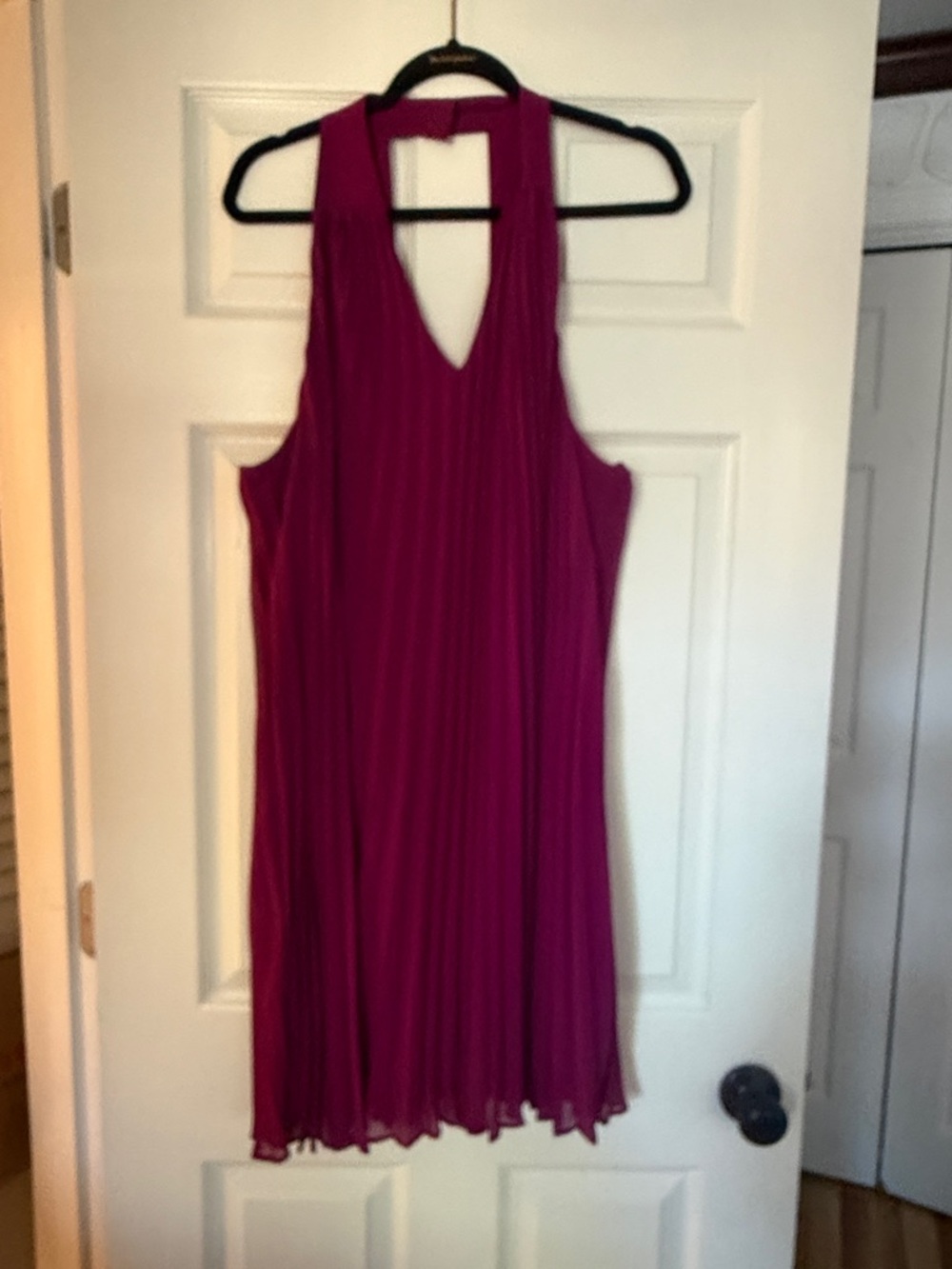 Banana Republic Plum Pleated Sleeveless V-Neck Mini Dress